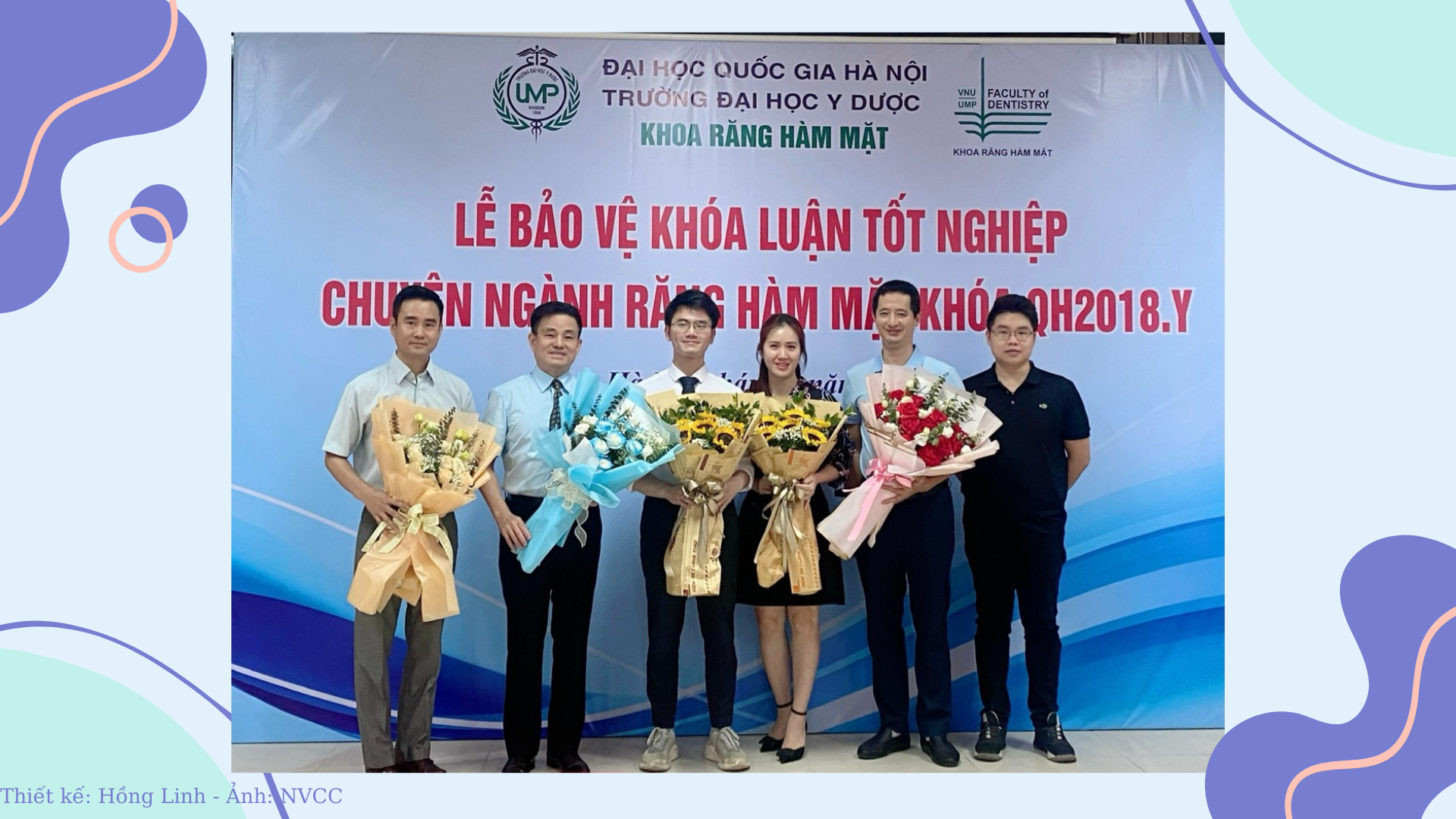 Em Mẫn Văn Tiến (thứ ba từ trái sang) chụp ảnh cùng các thầy cô của khoa Răng Hàm Mặt trong buổi lễ bảo vệ khóa luận tốt nghiệp. Ảnh: NVCC. thủ khoa mẫn văn tiến 4.png