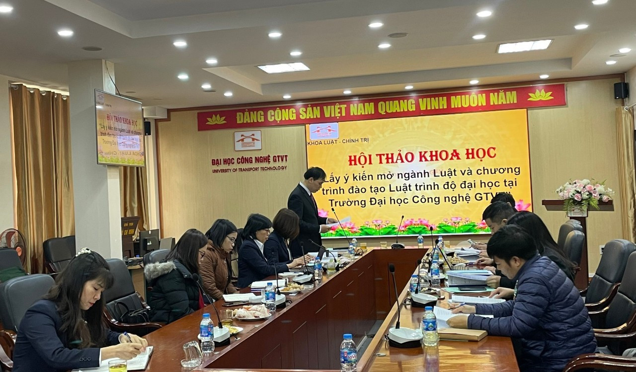 Trường Đại học Công nghệ Giao thông Vận tải tổ chức Hội thảo khoa học lấy ý kiến trước khi mở ngành Luật. (Ảnh: NTCC) ảnh luật.jpg