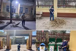Hình ảnh cô Lan quét dọn và thu gom rác mỗi ngày.