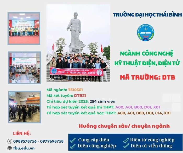 Thông tin tuyển sinh năm 2025 ngành Công nghệ kỹ thuật điện, điện tử của Trường Đại học Thái Bình. Ảnh: NTCC s7-20250712083843-e.jpg
