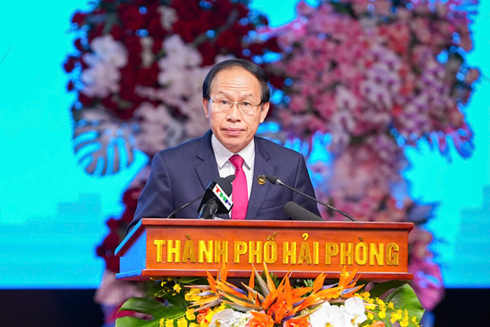 Ông Lê Tiến Châu, Ủy viên Trung ương Đảng, Bí thư Thành ủy Hải Phòng phát biểu khai mạc hội nghị. z6806960363465-9192b683b88a570c66500e655c1eaf8a638882019879142395.jpg