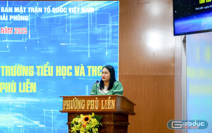 Bà Nguyễn Thị Quý Sửu, chuyên viên Vụ Giáo dục phổ thông (Bộ Giáo dục và Đào tạo) phát biểu tại hội thảo (Ảnh: LT) gdvn-hoi-thao-phu-lien-2.jpg