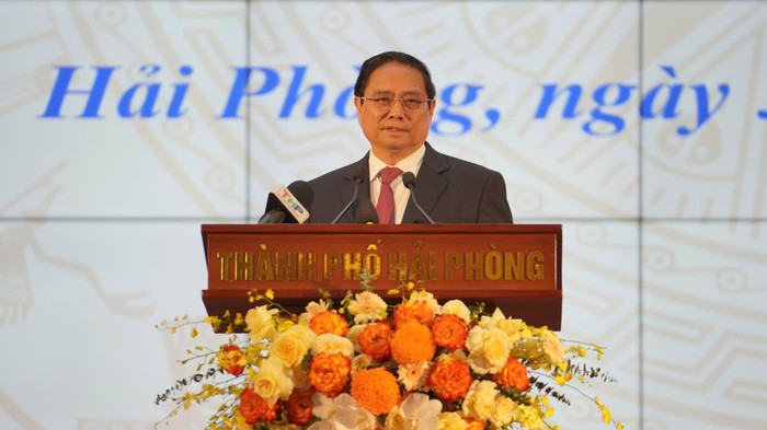 Thủ tướng Chính phủ Phạm Minh Chính phát biểu tại lễ công bố (Ảnh: CTV) sap-nhap-hp-8.jpg