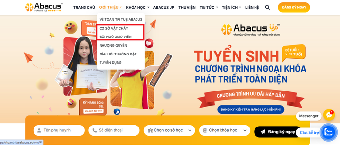 Cả hai tiểu mục về cơ sở vật chất và đội ngũ giáo viên đều không hiển thị thông tin cụ thể. Ảnh chụp màn hình 1758856182527.png