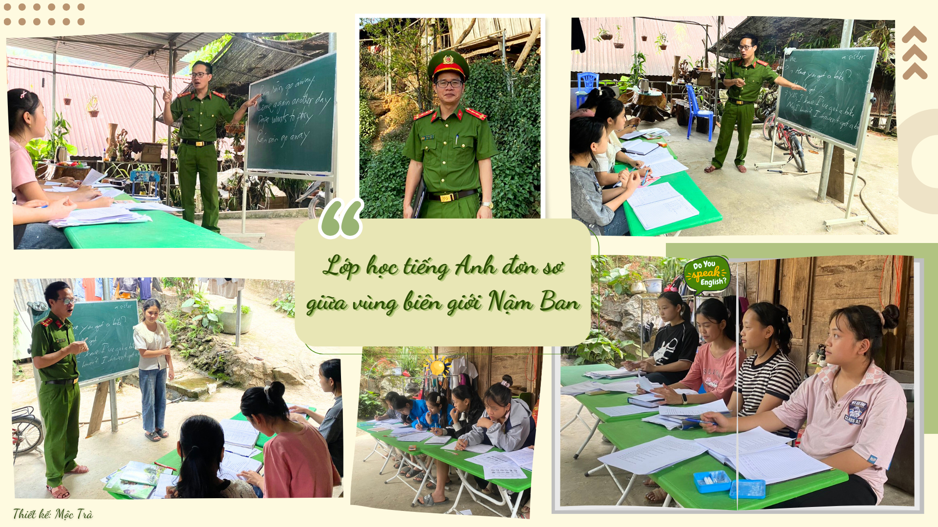 Đại úy công an và lớp học đơn sơ nơi vùng biên giúp học sinh bớt “sợ” tiếng Anh