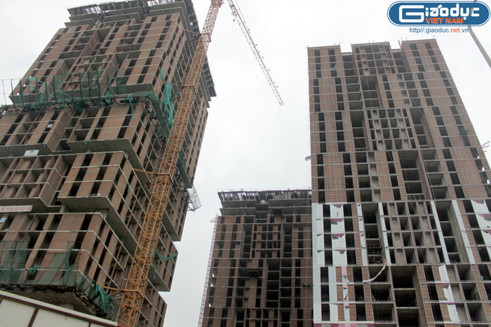 Ba trong tổng số 13 tòa nhà của dự án mới được cơ bản hoàn thành phần thô nhưng nay thì vẫn.... dậm chân tại chỗ.