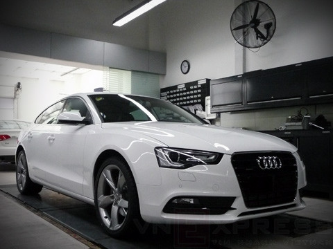 Với gói thể thao S-Line, mẫu A5 Sportback còn đẹp mắt hơn nữa, với thân xe được hạ thấp, phần đầu xe được trang bị lưới tản nhiệt hình thang ngược, logo bốn vòng tròn mạ crôm, sử dụng bộ la-zăng lớn hơn, cùng một số chi tiết nhỏ trên các hốc hút gió bên, khuếch tán gió, và ống pô.