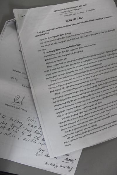 Đơn tố cáo của ông Cường gửi tới CQĐT. Đơn tố cáo của ông Cường gửi tới CQĐT.