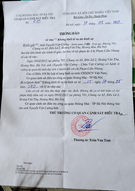 Quyết định của cơ quan CSĐT về việc không khởi tố vụ án hình sự. Quyết định của cơ quan CSĐT về việc không khởi tố vụ án hình sự.