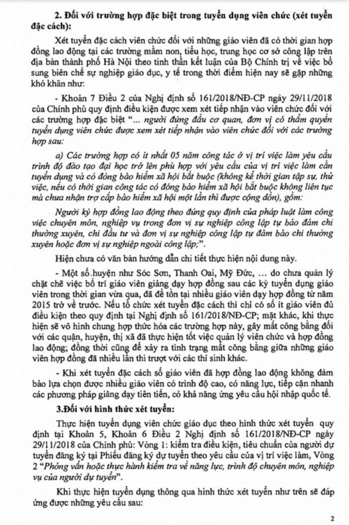 Công văn của ban chỉ đạo tuyển dụng công chức, viên chức thành phố Hà Nội gửi Bộ Nội vụ có nói đến việc xét đặc cách cho một sô trường hợp đặc biệt (Ảnh: V.N) Công văn của ban chỉ đạo tuyển dụng công chức, viên chức thành phố Hà Nội gửi Bộ Nội vụ có nói đến việc xét đặc cách cho một sô trường hợp đặc biệt (Ảnh: V.N)