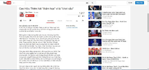 Đoạn chia sẻ Cao Hữu Thiên bị "chơi xấu" trên You tube đang được dân mạng chia sẻ chóng mặt. Đoạn chia sẻ Cao Hữu Thiên bị "chơi xấu" trên You tube đang được dân mạng chia sẻ chóng mặt.