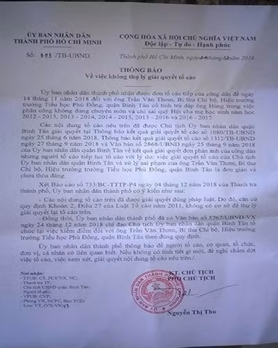 Trích thông báo 393 do Phó Chủ tịch Ủy ban nhân dân Thành phố Hồ Chí Minh ký ngày 24/12 (ảnh: P.L) Trích thông báo 393 do Phó Chủ tịch Ủy ban nhân dân Thành phố Hồ Chí Minh ký ngày 24/12 (ảnh: P.L)
