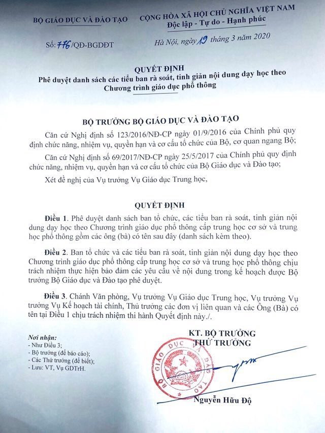 Công văn tinh giản nội dung bài học ở bậc phổ thông của Bộ Giáo dục và Đào tạo. Công văn tinh giản nội dung bài học ở bậc phổ thông của Bộ Giáo dục và Đào tạo.