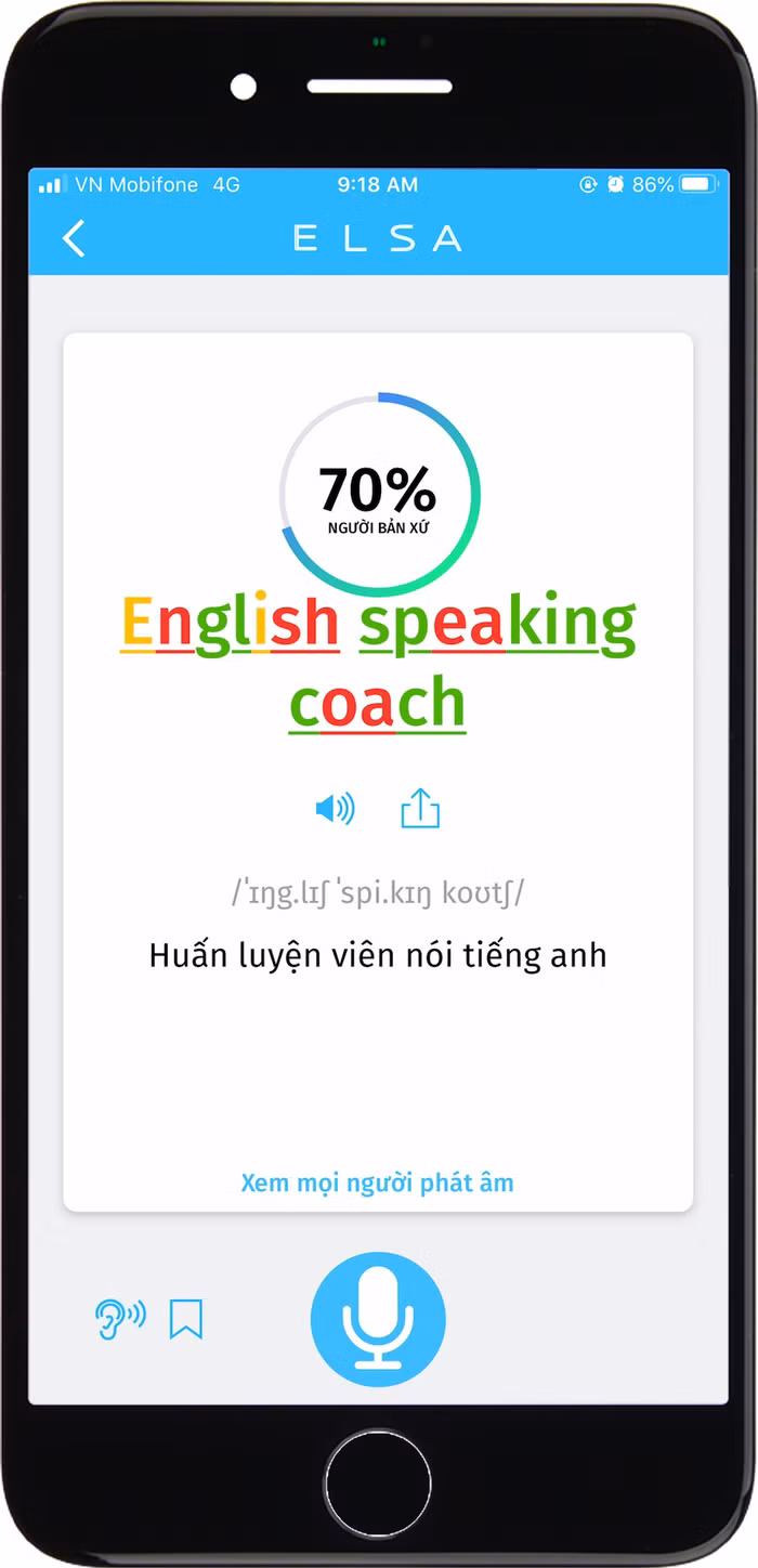 Học tiếng Anh qua ứng dụng ELSA Speak