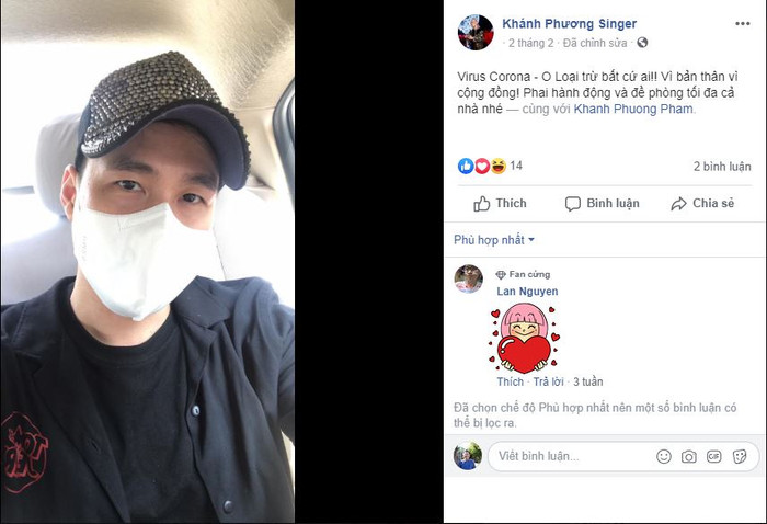 Nam ca sĩ luôn đeo khẩu trang khi ra khỏi nhà để phòng chống dịch. Nam ca sĩ luôn đeo khẩu trang khi ra khỏi nhà để phòng chống dịch.