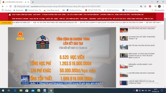 Ảnh chụp màn hình chương trình “Chuyển động 365” trên truyền hình Quốc hội. Ảnh chụp màn hình chương trình “Chuyển động 365” trên truyền hình Quốc hội.