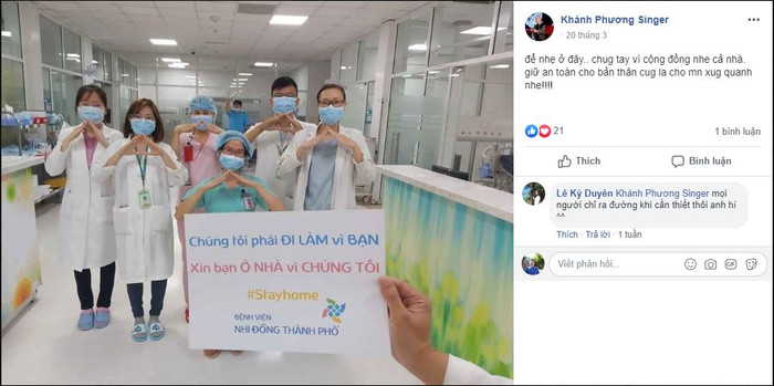 Trên trang cá nhân, nam ca sĩ liên tục kêu gọi mọi người chung tay vì cộng động và bảo vệ bản thân. Trên trang cá nhân, nam ca sĩ liên tục kêu gọi mọi người chung tay vì cộng động và bảo vệ bản thân.
