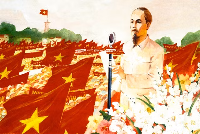 Bác Hồ đọc Tuyên ngôn Độc lập. Ảnh: Bảo tàng Mỹ thuật Việt Nam