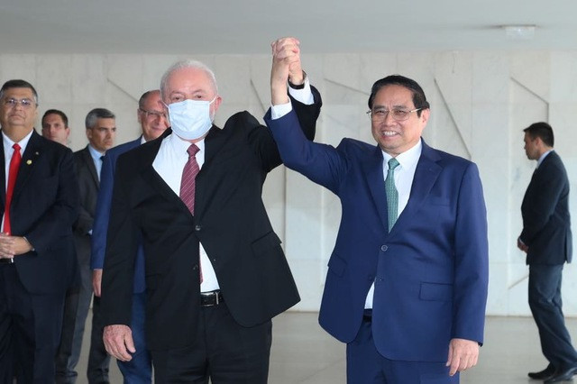 Tổng thống Brazil Luiz Inacio Lula da Silva và Thủ tướng Phạm Minh Chính. Ảnh: VGP/Nhật Bắc Tổng thống Brazil Luiz Inacio Lula da Silva và Thủ tướng Phạm Minh Chính. Ảnh: VGP/Nhật Bắc