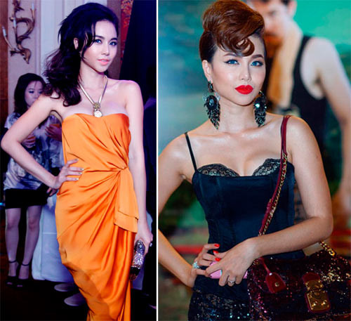 3. Đinh Ngọc Diệp Trong giới showbiz Việt, có lẽ không có người đẹp nào gặp phải nhiều phen bối rối với vòng 1 như Đinh Ngọc Diệp. Nguyên nhân cũng chính vì sự táo bạo của người đẹp khi lựa chọn trang phục cho vòng 1 quá cỡ. Váy khoét quá rộng, kích cỡ mỏng manh khiến cô không ít lần khốn đốn tại các sự kiện khi phải liên tục căn ke vòng 1 khỏi tai nạn lộ hàng. 3. Đinh Ngọc Diệp Trong giới showbiz Việt, có lẽ không có người đẹp nào gặp phải nhiều phen bối rối với vòng 1 như Đinh Ngọc Diệp. Nguyên nhân cũng chính vì sự táo bạo của người đẹp khi lựa chọn trang phục cho vòng 1 quá cỡ. Váy khoét quá rộng, kích cỡ mỏng manh khiến cô không ít lần khốn đốn tại các sự kiện khi phải liên tục căn ke vòng 1 khỏi tai nạn lộ hàng.