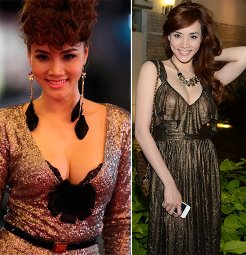 Trang Nhung thích khoe vòng 1 trong những bộ váy khoét sâu ngực hình chữ V Trang Nhung thích khoe vòng 1 trong những bộ váy khoét sâu ngực hình chữ V