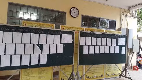 2 danh sách các lớp ôn tập hè được Trường Nguyễn Công Trứ niêm yết trong khuôn viên trường (ảnh: P.L) 2 danh sách các lớp ôn tập hè được Trường Nguyễn Công Trứ niêm yết trong khuôn viên trường (ảnh: P.L)