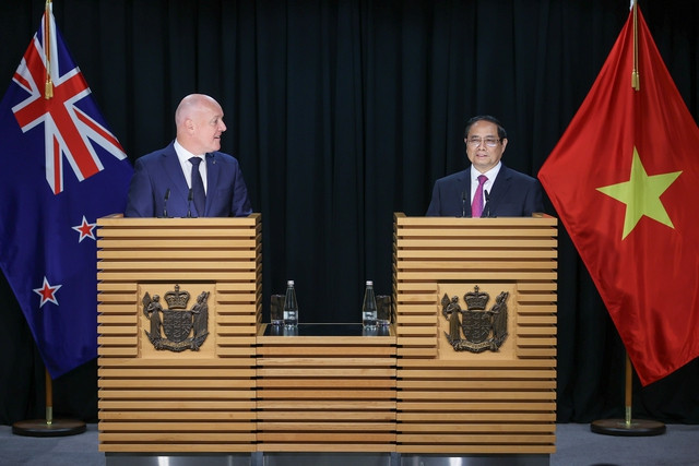 Thủ tướng Phạm Minh Chính cho biết ông và người đồng cấp New Zealand vừa có cuộc hội đàm rất đặc biệt, rất thành công. Ảnh: VGP/Nhật Bắc Thủ tướng Phạm Minh Chính cho biết ông và người đồng cấp New Zealand vừa có cuộc hội đàm rất đặc biệt, rất thành công. Ảnh: VGP/Nhật Bắc