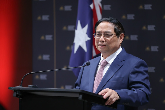 Thủ tướng phát biểu tại Diễn đàn Hợp tác giáo dục Việt Nam-Australia. Ảnh: VGP/Nhật Bắc Thủ tướng phát biểu tại Diễn đàn Hợp tác giáo dục Việt Nam-Australia. Ảnh: VGP/Nhật Bắc