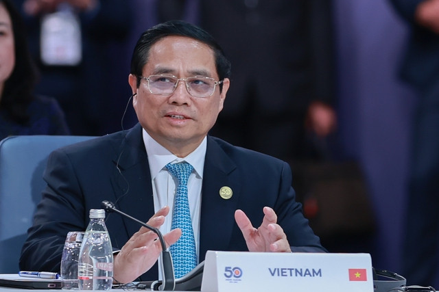 Thủ tướng Phạm Minh Chính phát biểu tại Hội nghị Cấp cao Đặc biệt kỷ niệm 50 năm quan hệ ASEAN-Australia. Ảnh: VGP/Nhật Bắc Thủ tướng Phạm Minh Chính phát biểu tại Hội nghị Cấp cao Đặc biệt kỷ niệm 50 năm quan hệ ASEAN-Australia. Ảnh: VGP/Nhật Bắc