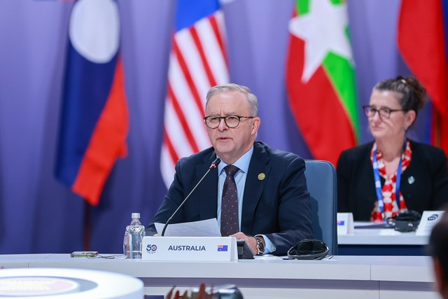 Thủ tướng Australia Anthony Albanese phát biểu. Ảnh: VGP/Nhật Bắc Thủ tướng Australia Anthony Albanese phát biểu. Ảnh: VGP/Nhật Bắc
