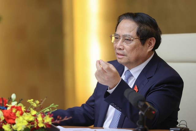 Thủ tướng Phạm Minh Chính cho biết, để hỗ trợ, đồng hành với doanh nghiệp Hoa Kỳ tham gia đầu tư, sản xuất, kinh doanh ở Việt Nam góp phần cụ thể hóa quan hệ Đối tác Chiến lược toàn diện giữa hai nước, Chính phủ Việt Nam cam kết "3 bảo đảm" và "3 cùng". Ảnh: VGP/Nhật Bắc Thủ tướng Phạm Minh Chính cho biết, để hỗ trợ, đồng hành với doanh nghiệp Hoa Kỳ tham gia đầu tư, sản xuất, kinh doanh ở Việt Nam góp phần cụ thể hóa quan hệ Đối tác Chiến lược toàn diện giữa hai nước, Chính phủ Việt Nam cam kết "3 bảo đảm" và "3 cùng". Ảnh: VGP/Nhật Bắc