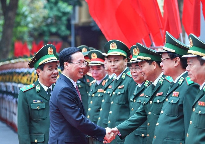 Chủ tịch nước Võ Văn Thưởng dự Kỷ niệm 65 năm Ngày truyền thống Bộ đội Biên phòng. Chủ tịch nước Võ Văn Thưởng dự Kỷ niệm 65 năm Ngày truyền thống Bộ đội Biên phòng.