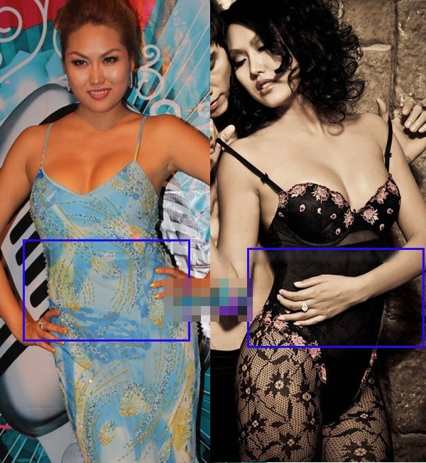 Thật khó nhận biết đâu là vòng 2 của Phi Thanh Vân trong bức hình đời thường, tuy nhiên, sau khi được chỉnh sửa thì cô nàng eo ót hơn hẳn.
