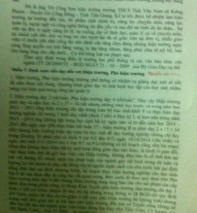 Trích đơn phản ánh của giáo viên trường THCS Thái Văn Nam (ảnh: T.P) Trích đơn phản ánh của giáo viên trường THCS Thái Văn Nam (ảnh: T.P)