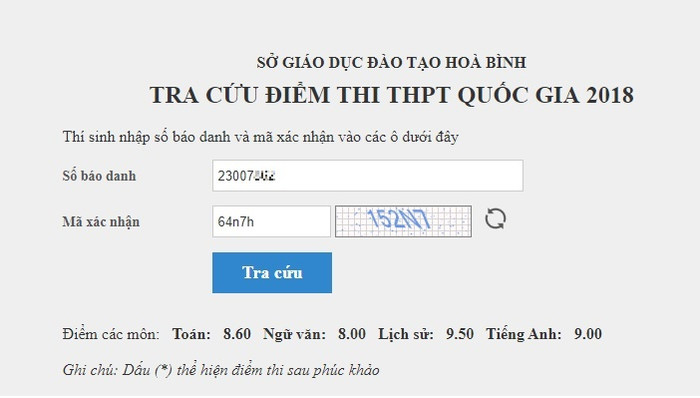 Thí sinh V.Đ.H. thi tiếng Anh được 3,8 điểm, nhưng thi thật được 9 điểm. Ảnh: Chụp từ dữ liệu thi quốc gia.