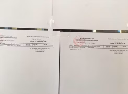 Điểm thi Trường Phan Bội Châu có 2 phòng thi chỉ có duy nhất 1 thí sinh theo danh sách (ảnh: P.L)