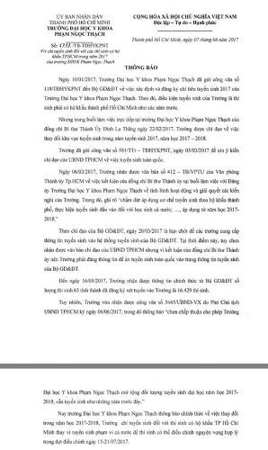 Thông báo về việc chỉ tuyển thí sinh có hộ khẩu ở Thành phố Hồ Chí Minh của trường (ảnh: CTV) Thông báo về việc chỉ tuyển thí sinh có hộ khẩu ở Thành phố Hồ Chí Minh của trường (ảnh: CTV)