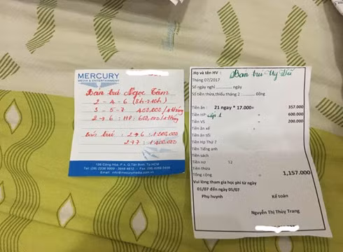 Bảng giá học phí của cơ sở Ngọc Tâm và Uy Vũ mà phóng viên có được (ảnh: P.L) Bảng giá học phí của cơ sở Ngọc Tâm và Uy Vũ mà phóng viên có được (ảnh: P.L)
