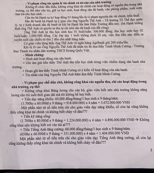 Trích đơn phản ánh của giáo viên trường Hoàng Quốc Việt, quận 7 (ảnh: P.L) Trích đơn phản ánh của giáo viên trường Hoàng Quốc Việt, quận 7 (ảnh: P.L)