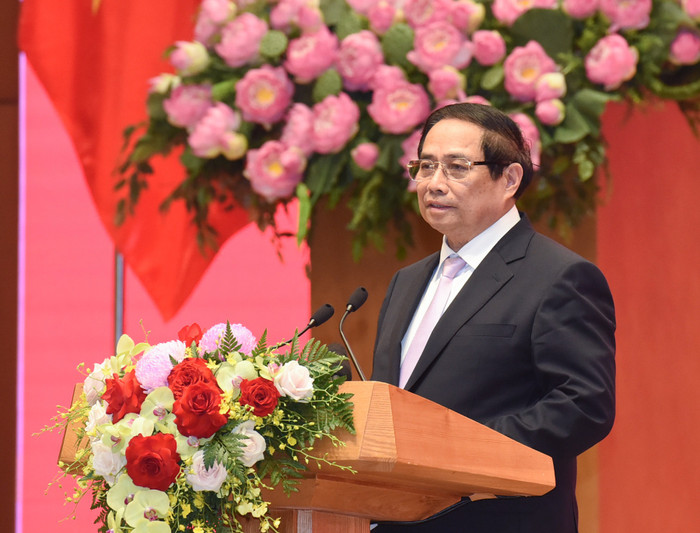 Ảnh 1_ Thủ tướng Chính phủ Phạm Minh Chính phát biểu tại Lễ tuyên dương các tập thể, cá nhân hỗ trợ Myanmar khắc phục hậu quả động đất.jpg