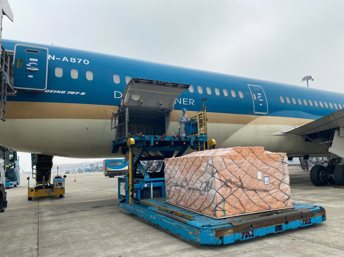 Ảnh 3_ Vietnam Airlines vận chuyển gần 30 tấn hàng hóa cứu trợ do Bộ Quốc phòng và Bộ Công an Việt Nam gửi đến Myanmar.jpg