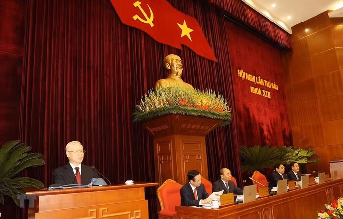 Tổng Bí thư Nguyễn Phú Trọng chủ trì, phát biểu khai mạc Hội nghị. Ảnh: TTXVN