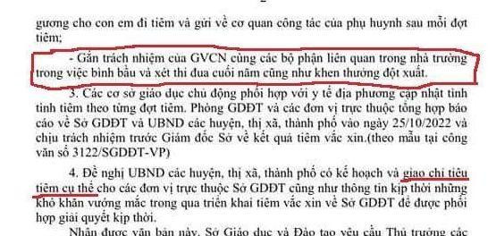 Thông tin về việc gắn trách nhiệm của giáo viên chủ nhiệm với công tác tiêm chủng khiến giáo viên lo lắng. (Ảnh do giáo viên cung cấp) Thông tin về việc gắn trách nhiệm của giáo viên chủ nhiệm với công tác tiêm chủng khiến giáo viên lo lắng. (Ảnh do giáo viên cung cấp)