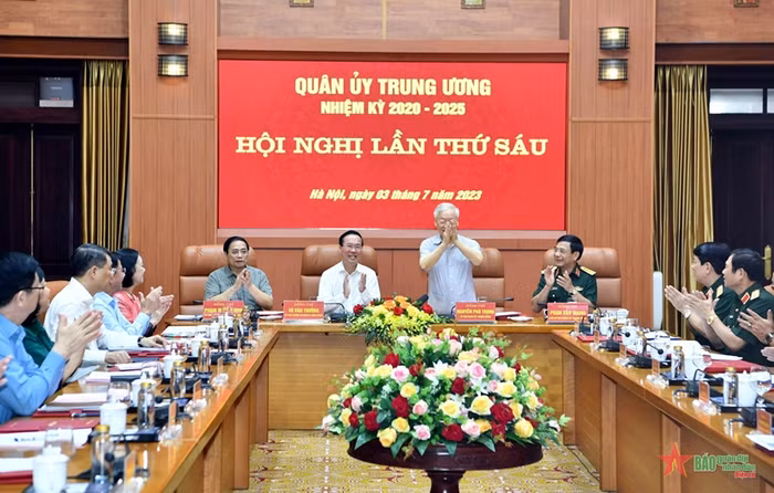Đồng chí Tổng Bí thư Nguyễn Phú Trọng chủ trì hội nghị Quân ủy Trung ương lần thứ 6, nhiệm kỳ 2020-2025.