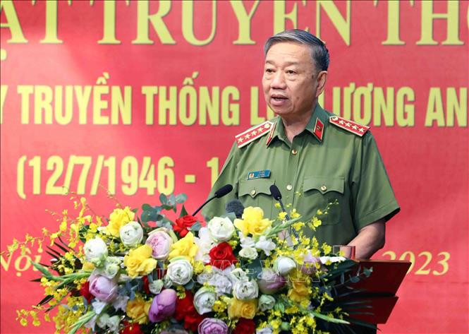 Đại tướng Tô Lâm, Uỷ viên Bộ Chính trị, Bộ trưởng Bộ Công an phát biểu. Ảnh: Phạm Kiên/ TTXVN Đại tướng Tô Lâm, Uỷ viên Bộ Chính trị, Bộ trưởng Bộ Công an phát biểu. Ảnh: Phạm Kiên/ TTXVN
