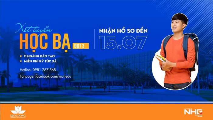 Trường Đại học Công nghệ Miền Đông (DMD) nhận hồ sơ xét tuyển học bạ đợt 3 đến ngày 15/7