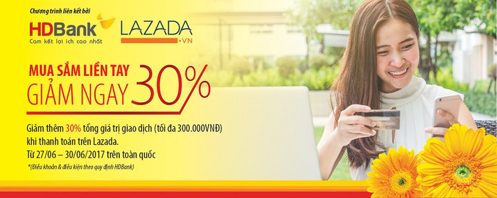 Mua sắm liền tay - Giảm ngay 30% với thẻ HDBank. Mua sắm liền tay - Giảm ngay 30% với thẻ HDBank.