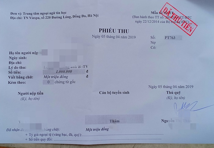 Gói chống trượt tiếng Anh do một số trung tâm cung cấp có giá 1 triệu đồng (Ảnh: Vũ Ninh) Gói chống trượt tiếng Anh do một số trung tâm cung cấp có giá 1 triệu đồng (Ảnh: Vũ Ninh)