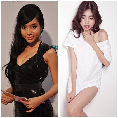 Cũng vì thế mà khuôn mặt cô trông như bị sưng và khá gượng gạo. Cũng vì thế mà khuôn mặt cô trông như bị sưng và khá gượng gạo.