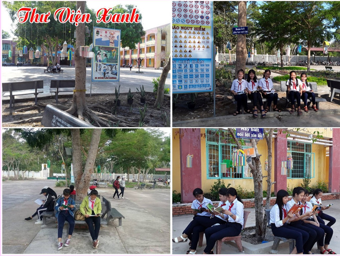 Hình ảnh học sinh đọc sách tại Thư viện xanh của Trường Trung học cơ sở Bưng Riềng (Ảnh: Sơn Quang Huyến)